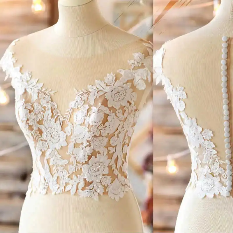 

Elegant Wedding Jacket Lace Appliques Bridal Bolero Sleeveless Bridal Shawl Bride Jackets Wedding Accessories Custom Made