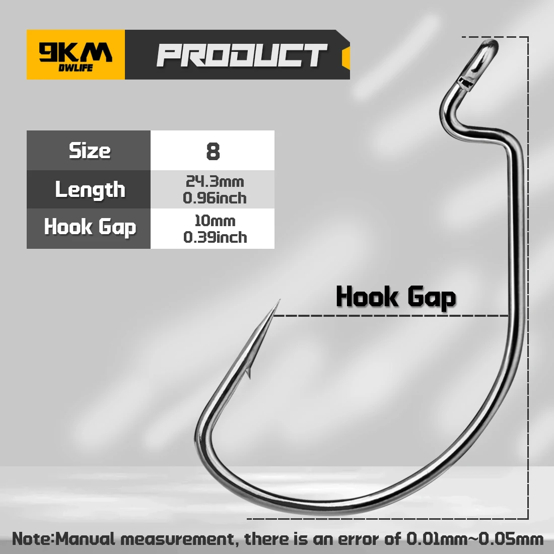 9KM EWG Worm Hook 100 Stück Extra Wide Gap Haken Offset-Haken für Zander- und Barsch-Angeln Weichplastik-Köderhaken für Texas Rig Free Rig