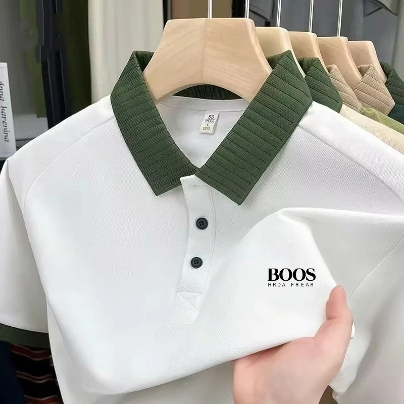 

Новая мужская высококачественная рубашка-поло с короткими рукавами, летняя мода, повседневная, впитывающая пот, дышащий и крутой топ.