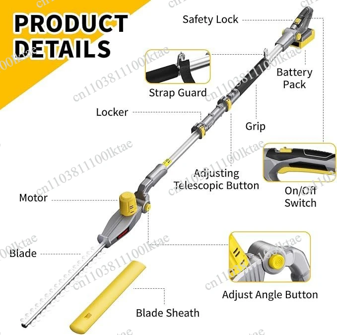 High Branch Trimming Electric DC Saw Tree  Lithium Battery High Altitude Chain Saw Garden Tools