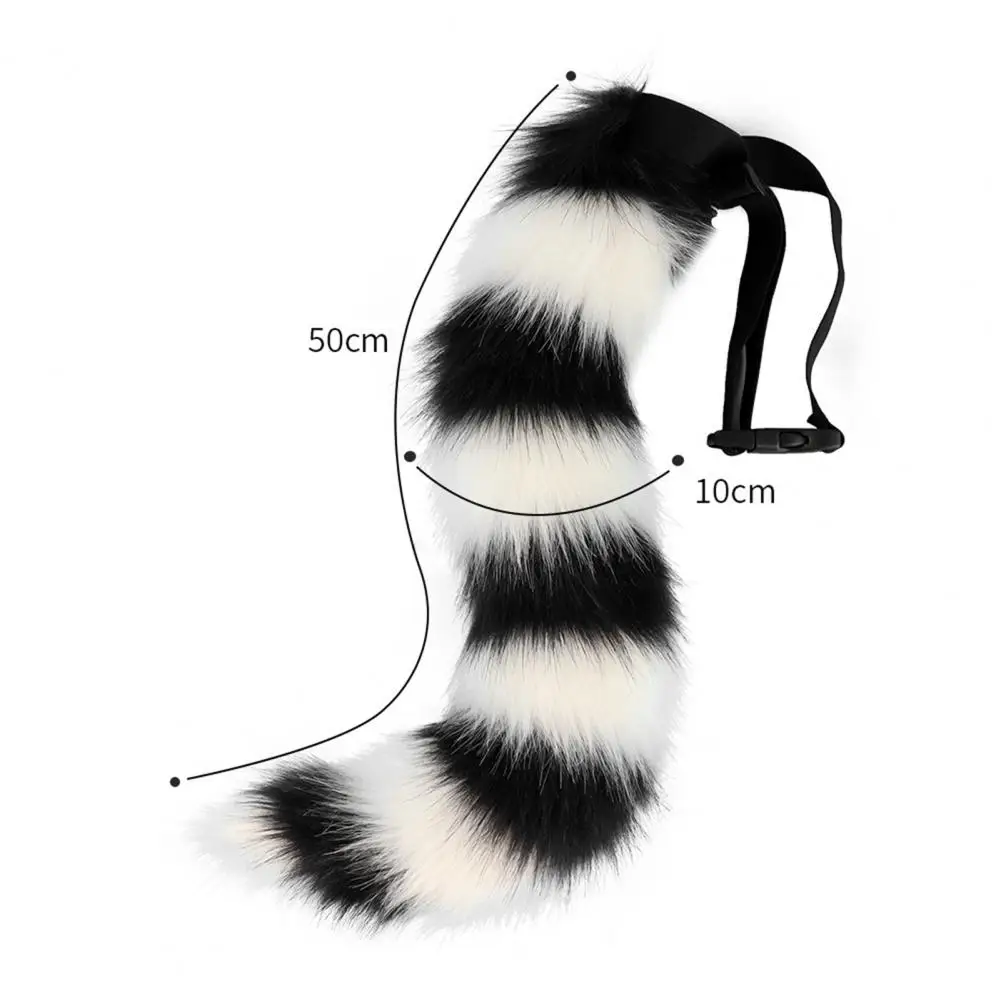 Cosplay Fake Fox Tail Fake Cat Tail Soft Fuzzy Plush Fox Tail Costume Prop with Adjustable Waist Circumference for Club Dance