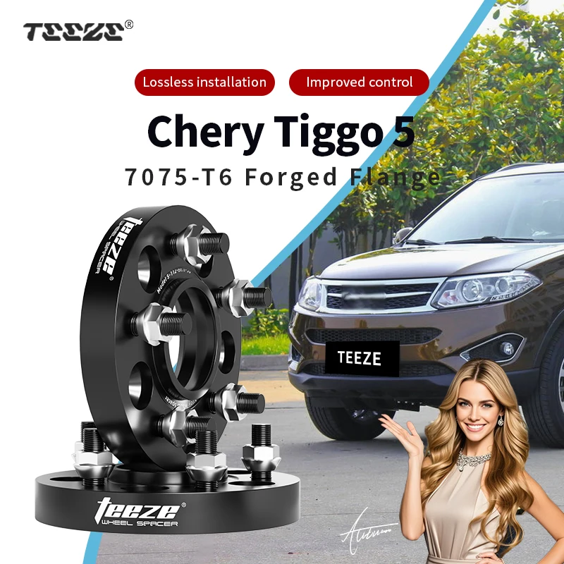 

Teeze 2/4pcs 5x108 CB 60.1 M12 x 1.5 Hub Centric Black Forged wheel spacer For Chery Tiggo 5 Flange Plate15/20/25/30/35mm