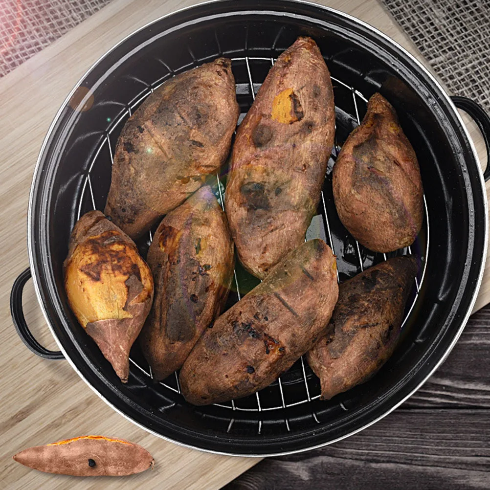 

Sweet Potato Baking Pan Cast Iron Roaster With Lid Multi-Function Roasting Pot For Corn Chestnut Chicken Wing Household