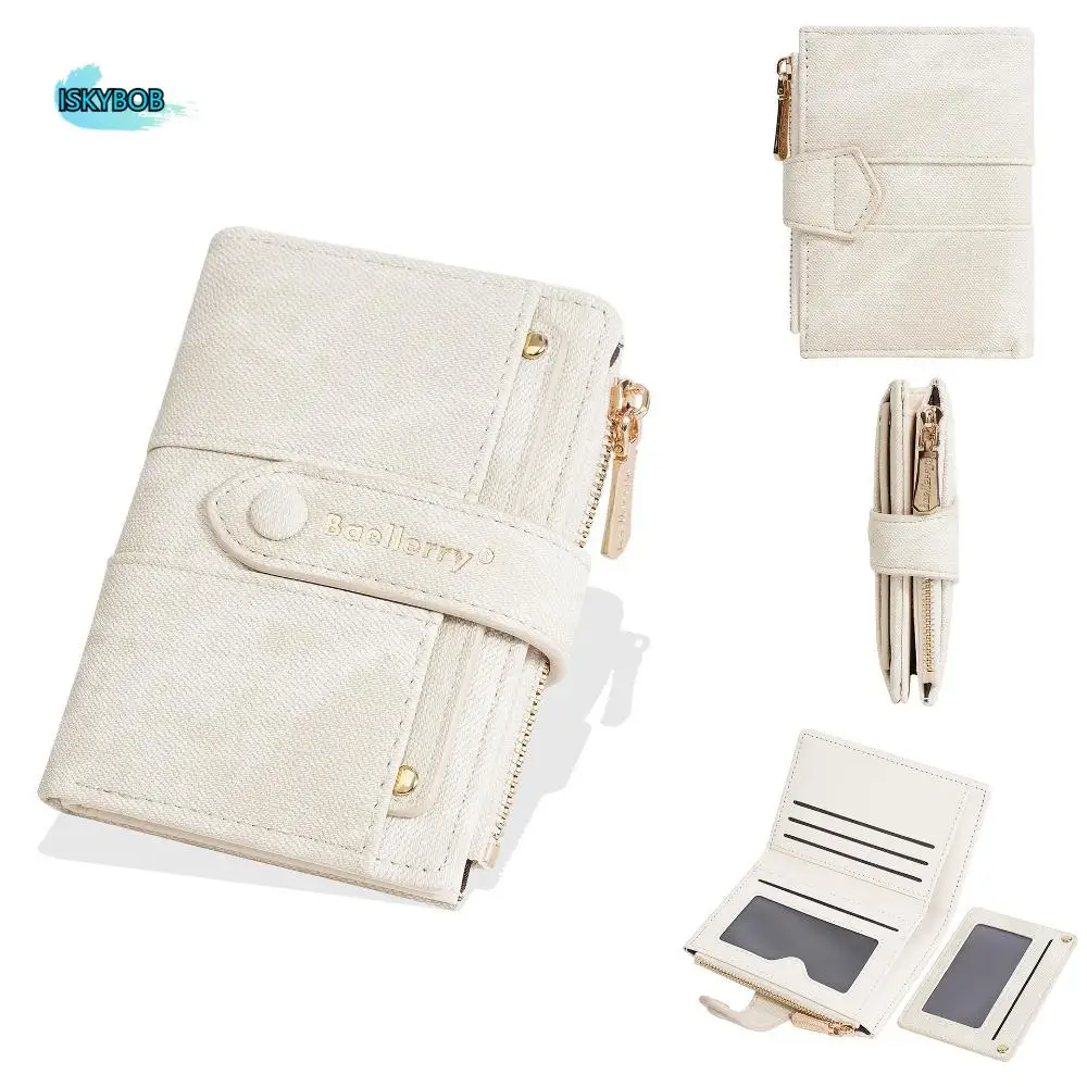 

Elegant Women Short Wallet Pu Leather Large Capacity Brand Female Purses Zipper Closure Simple Bank/ID/Credit Card Bag Travel