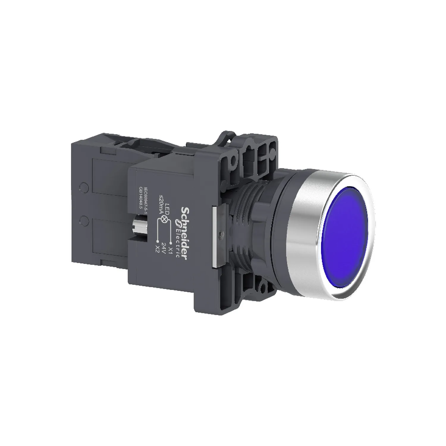 XA2EW36B1 Blue flush complete illum push-button - Ø22 - flush - 24V AC/DC - 1NO new model XA2AW36B1