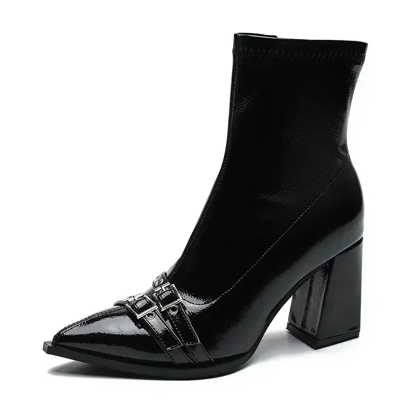 عالية الكعب الكاحل الأحذية النسائية أشار تو أحذية مثيرة للنساء جديد الجانب البريدي الكلاسيكية اليومية أحذية النساء الأحذية بوتاس