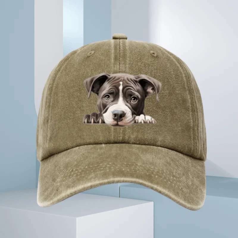 Bedruckte Baseballmütze mit glitzerndem Hund, geeignet für Outdoor-Urlaub, Camping, Festival, Geschenk, Hut mit gebogener Krempe, LKW-Fahrer-Hut