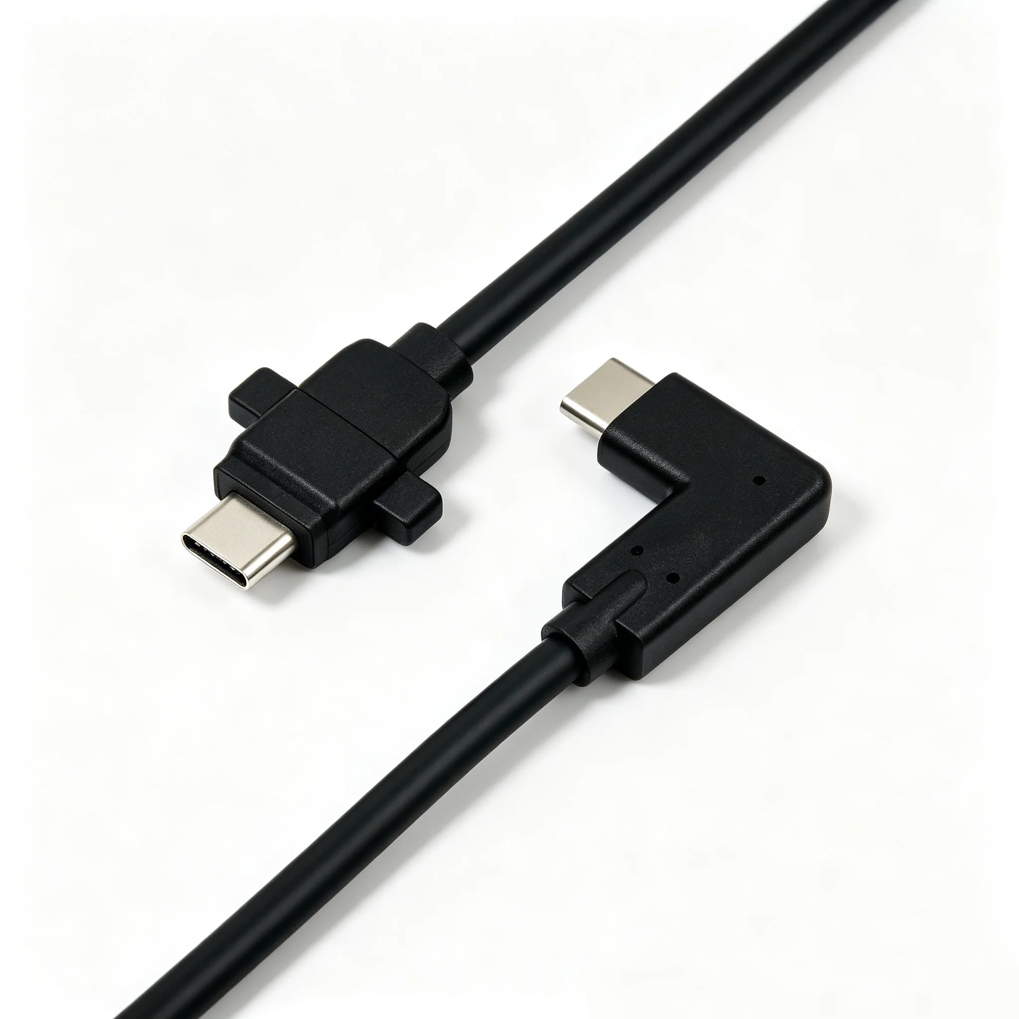 90 Degree Right Angle USB C to USB C Cable With Lock Buckle Type-C Male To Male Data Transfer Charging Wire For Industrial Camer