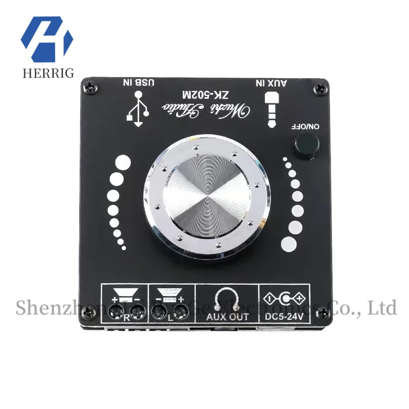 

2.0 Stereo 2*50W Bluetooth 5.0 Digital Amplifier Module with Built-in AUX/USB Interface ZK-502M