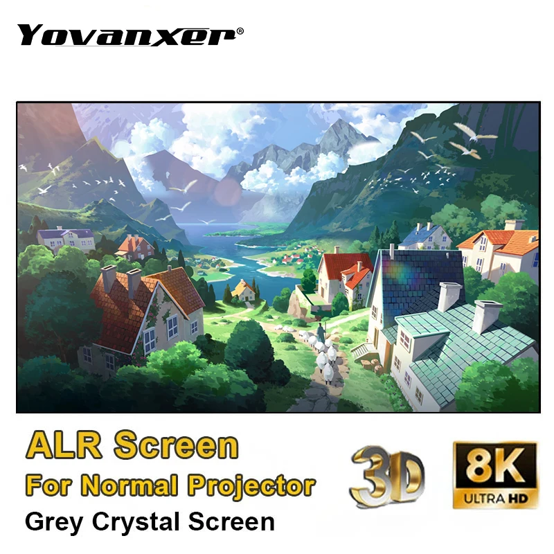 2025 New Grey Crystal Anti Light Projection Screen ALR Frameless Screen for Projector For Long Throw Smart Projector 4K HD