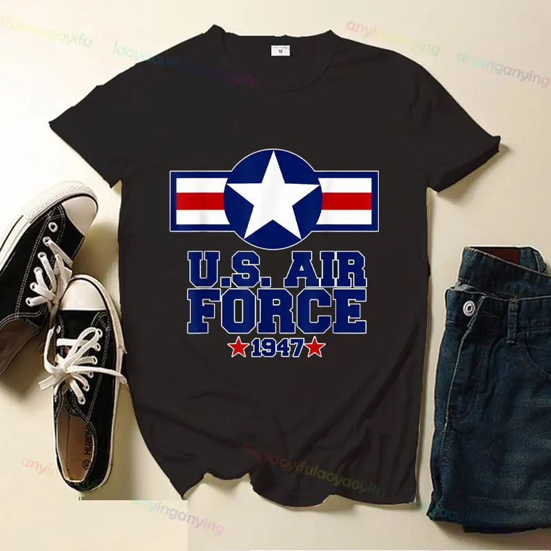 Proud Air Force Girlfriend Military US Air Force Family Graphic T-shirt  Pure Cotton Casual Short-sleeved Slogan T-shirts