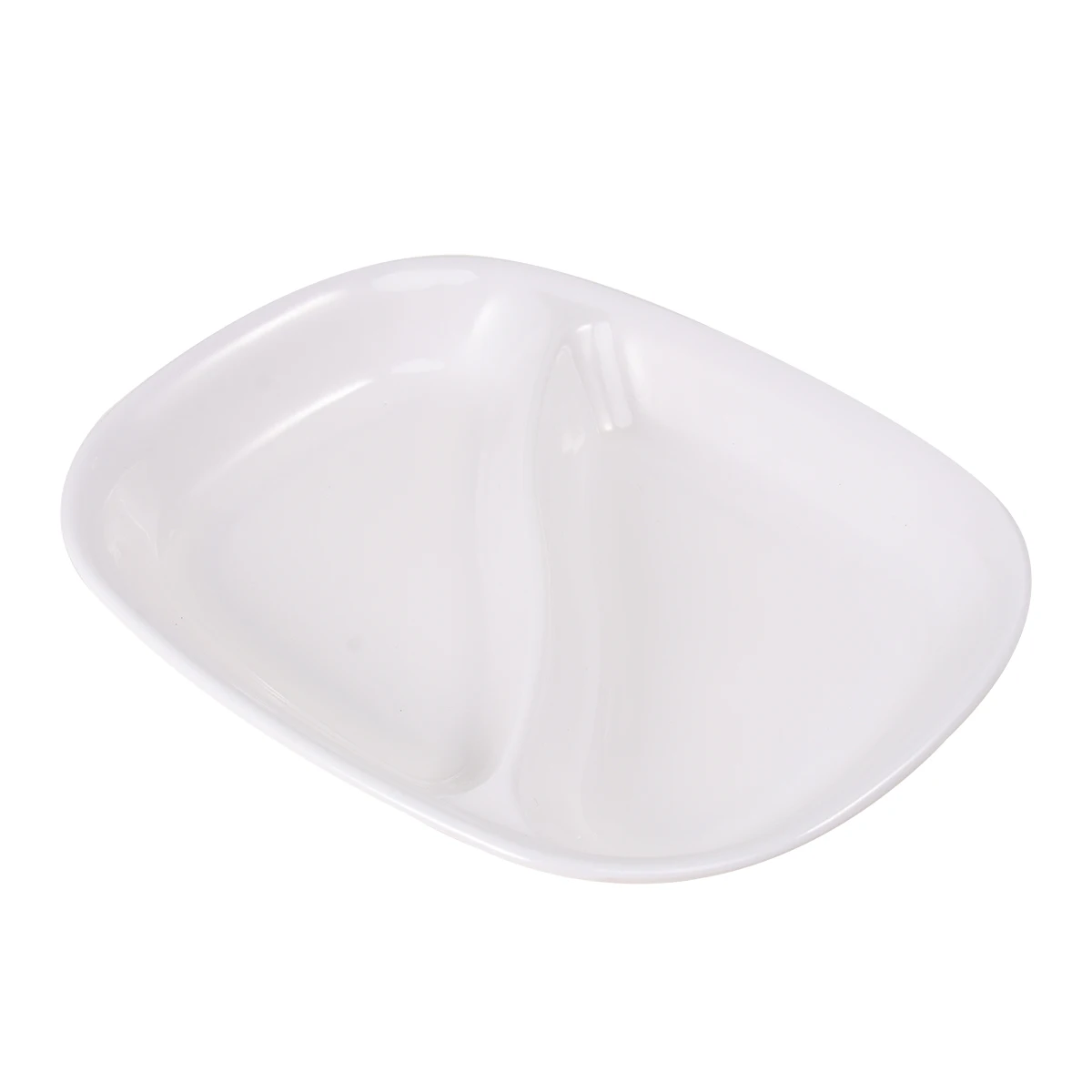 

Rectangular Double Grid Plate Food Divided Plastic Snack Dinner Plates White Easy Clean Safe Long Term Use Kitchen Bar