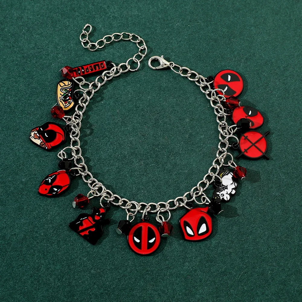 Marvel Deadpool Wolverine Bracelet Avengers Superhero Enamel Charm Pendant Bangles Trendy Women Hand Chain Accessories Gifts