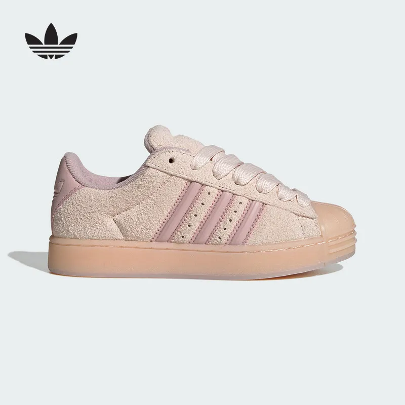 Adidas Originals Women Superstar Low Top Skate Shoes KJ4687 Lace Up Suede Upper Cold Cement Rubber Outsole Thick Sole