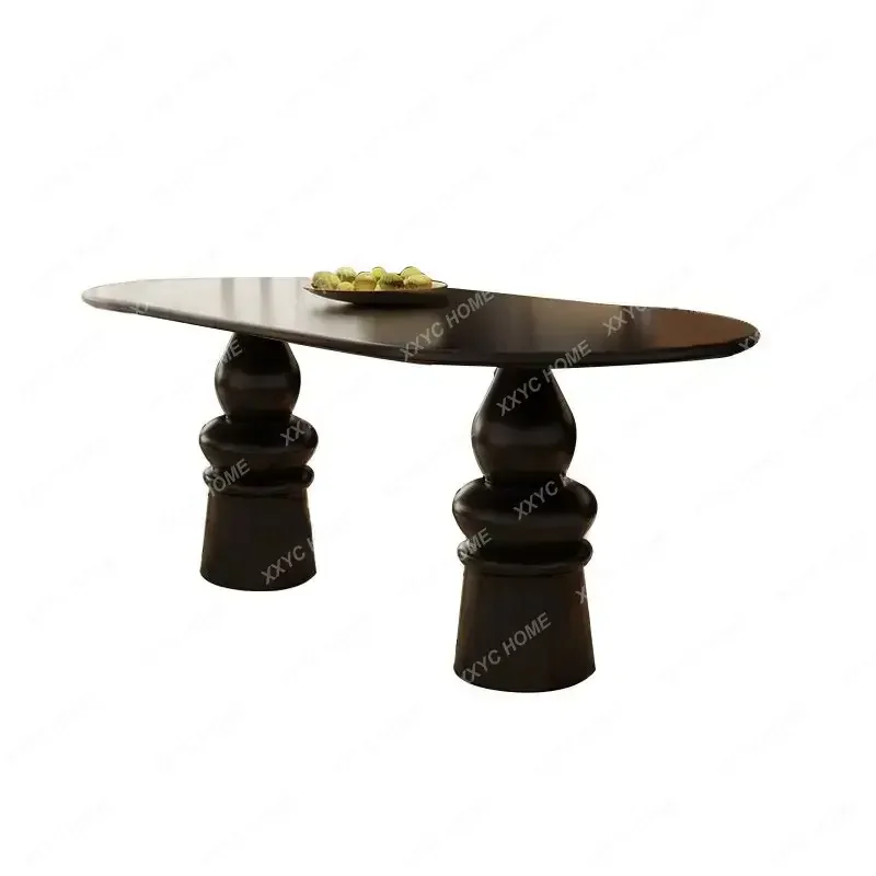 

A French Neoclassical Solid Wood Dining Table Retro Cylindrical Tea Table American Light Luxury Multi-person Dining Table2005