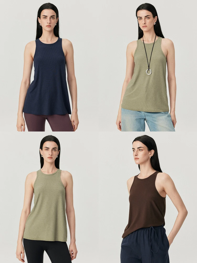 

MARIUS Casual Soft Acetate Lyocell Blended Color Texture Vest Comfortable Skin-Friendly Workwear A-Line Bal Top