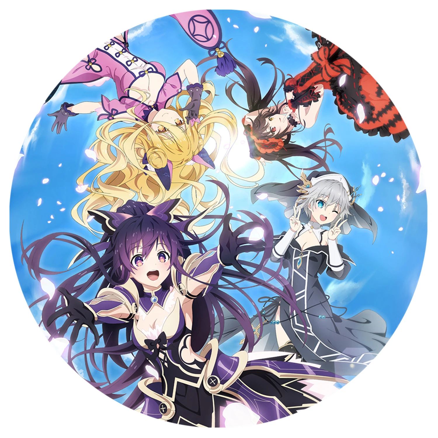 58mm Anime DATA A LIVE Takamiya Mio Tokisaki Kurumi Himekawa Yoshino COSTUME Cosplay Distintivo Pin SPTE Spilla in banda stagnata ﻿   Prop Gilf