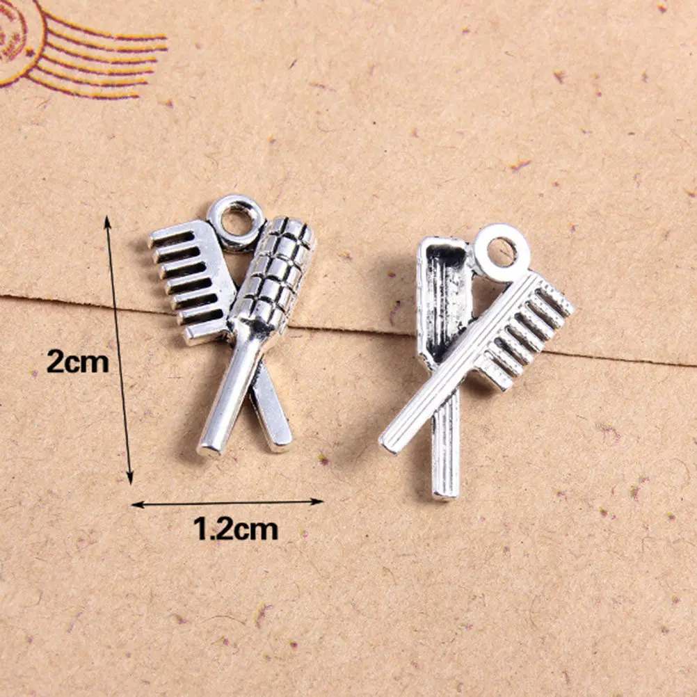 40Pcs Creative Vintage Pendant Set Silver Mirror Comb Scissors DIY Jewelry Charms Bracelet Necklace Earring