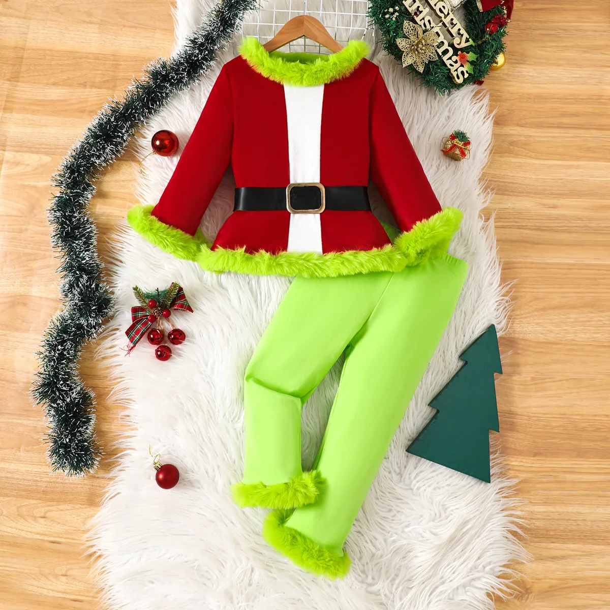 

2025 New Style Christmas Baby Girl Costume Sets 1-5Y Kid Cotton Santa Red Green Outfit Toddler Xmas Party Outfits Clothes