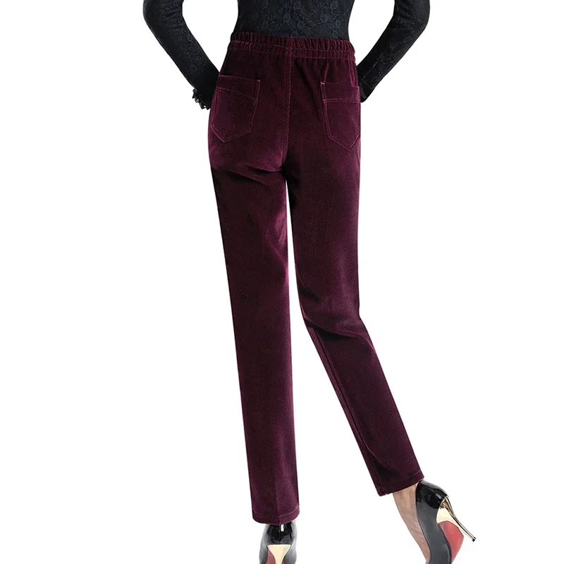 

Fall Winter Thicken Corduroy Pant Women Baggy Plush Velvet Lined Straight Pantalones High Waist Offcie Warm Spodnie B307