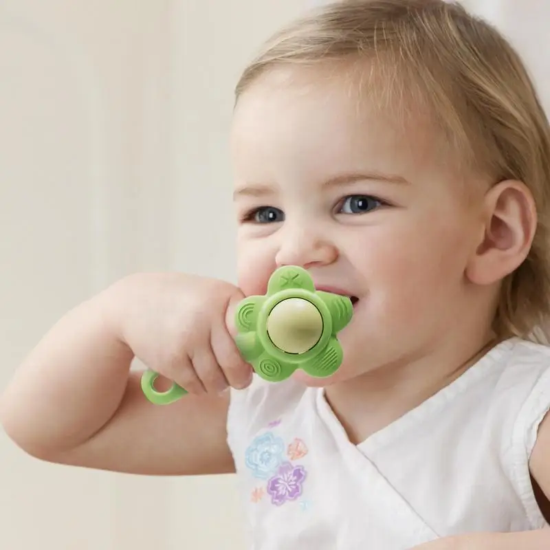 Sonajero de flores, mordedor, juguete para agitar, sonajero de silicona para bebés, juguete sensorial para la dentición para niños pequeños, niñas de 6 a 18 meses