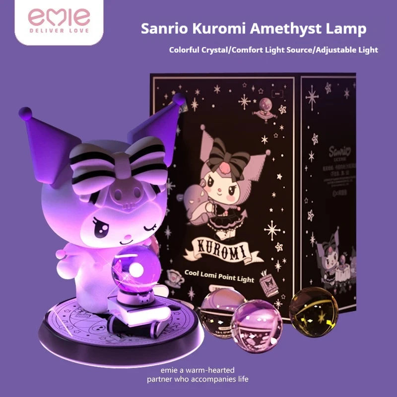 

New Sanrio Kuromi Night Light Colourful Crystal Anime Kuromi Divination Series Night Lamp Desktop Ornaments Girls Birthday Gifts