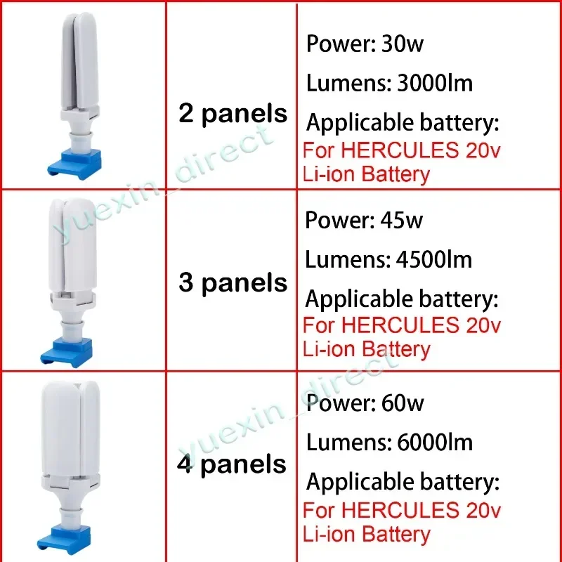 

LED Fan-shaped Work Light Is Suitable for HERCULES 20V Lithium-ion Battery Foldable Wireless Bulb Fan Blade Deformable Lamp