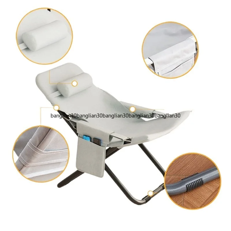 Lunch Break Recliner Household Folding Chair Summer Leisure Simple Back Chair Small Portable Lazy Chair Balcony Nap Bed