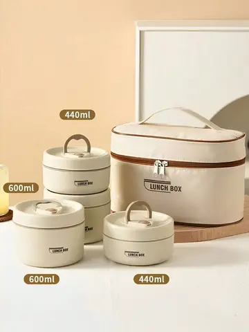 1/2/3/4pcs Portable Insulated Food Lunch Container Set with Thermal Lunch Box Separate Stackable Lunch Container for Adult Kids