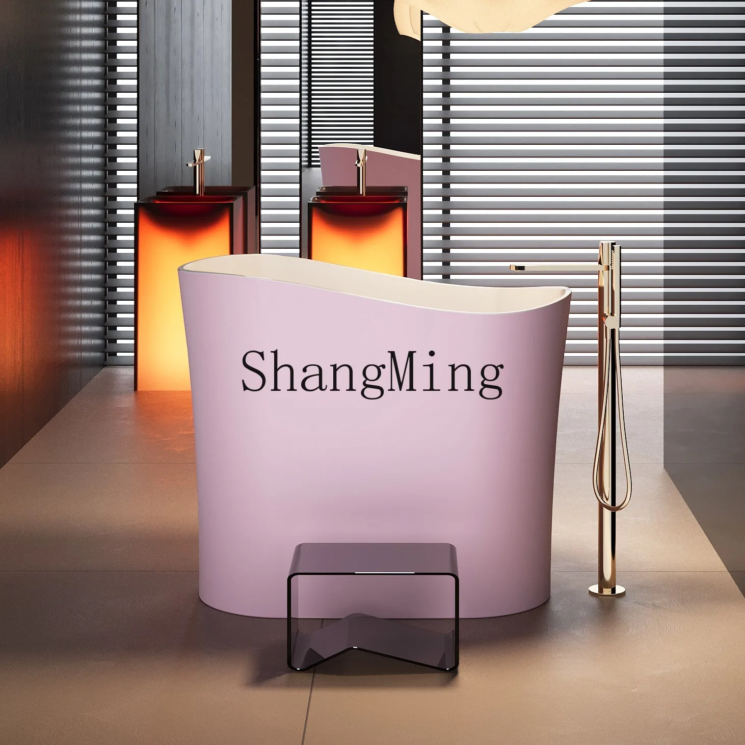 

CL Mini Small Bathtub Small Unit High Backrest Removable Seat Board Independent Bathtub Mobile Super Deep Soaking Bathtub