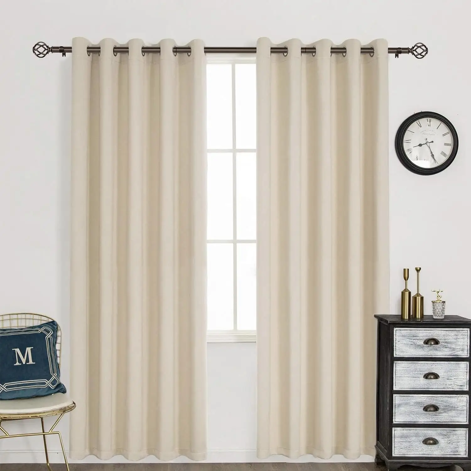 Brown 7/8 Inch Heavy Duty Telescoping Splicing Curtain Rods with Twisted Cage Finials are Applicable to Any Room Type for Window