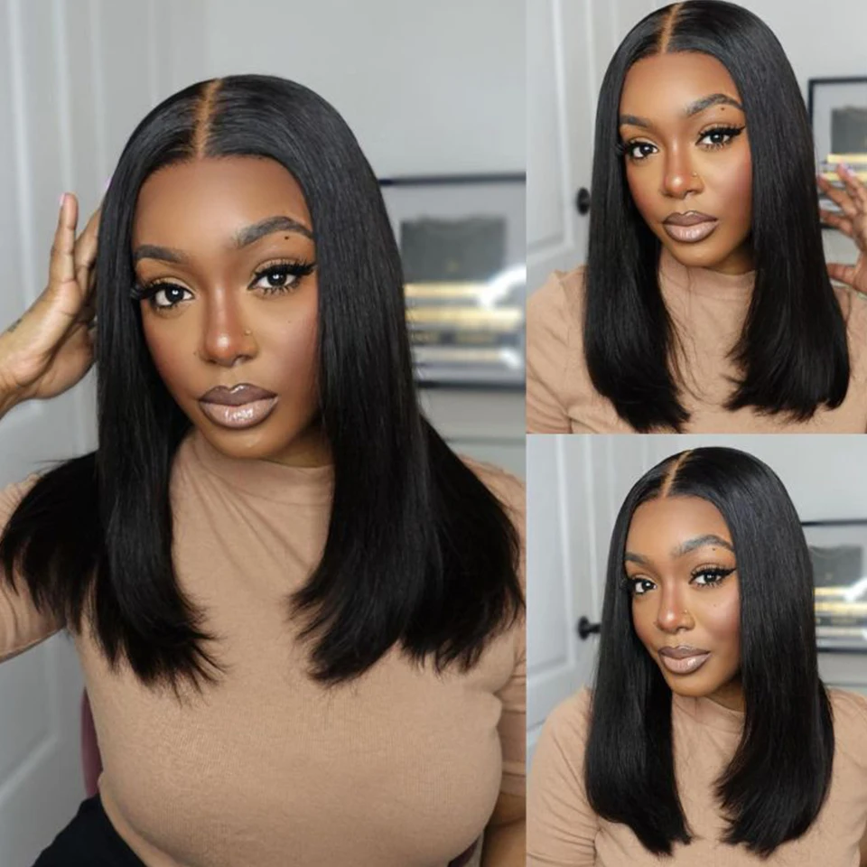 Malaysia Straight Short Bob Lace Front  Wig 13*5*2 T Part Lace Front Wig Human Hair Wigs 180% Density Human Hair Wigs