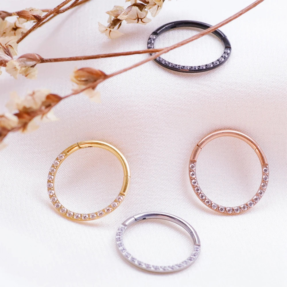 F136 Titan Piercing Nasenringe Septum Clicker Zirkon Ohrringe Knorpel Tragus Labret Piercing Frauen Männer Körper Schmuck Geschenk – Detail 3