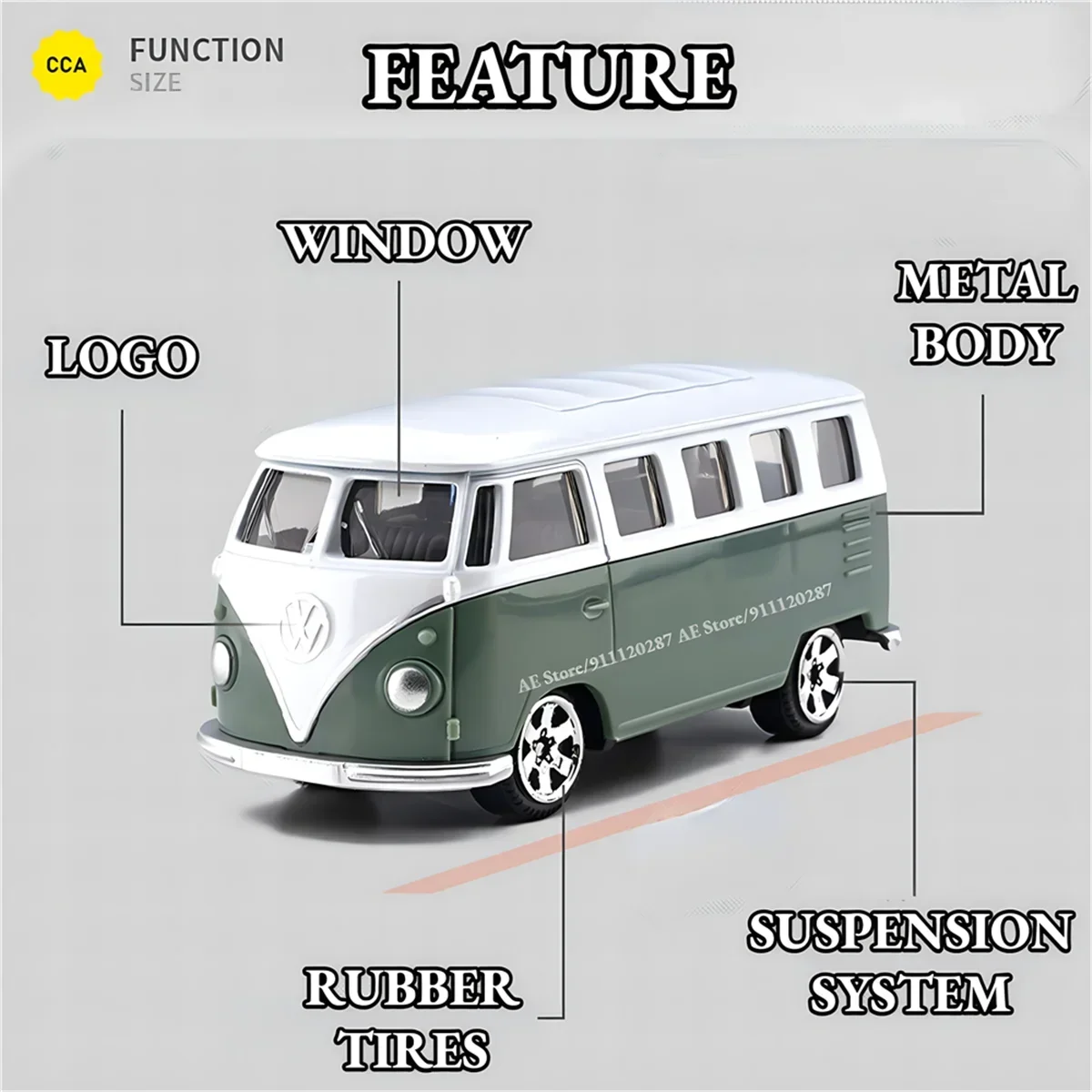 1:64 VW T1 Bus Replica Car Model Scale BMW Audi Diecast Vehicle Miniature Art Boutique Mini Gift Kid Boy Toy