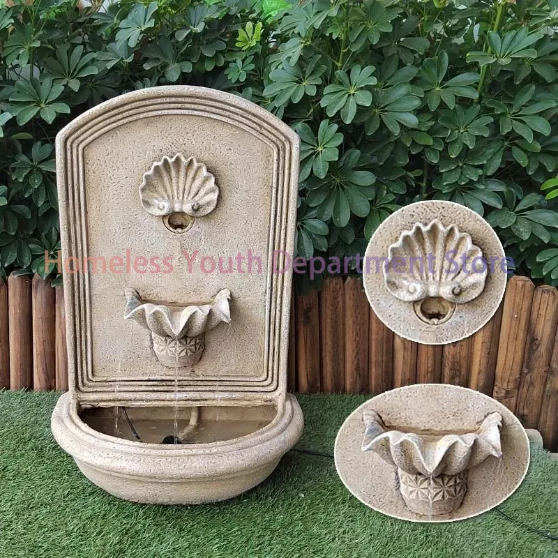 hot sale Decorative stone hanging modern garden outdoor indoor lion head decor water wall fountains