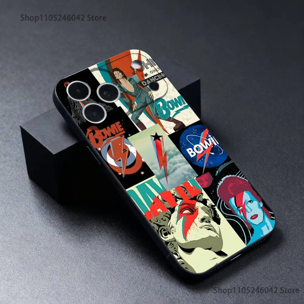 حافظة هاتف D-David Cool B-bowie لهاتف iPhone 17,16,15,14,13,12,11,Pro,XS,Max,XR,Plus,E,SE4,غطاء ناعم أسود صغير مقاوم للصدمات
