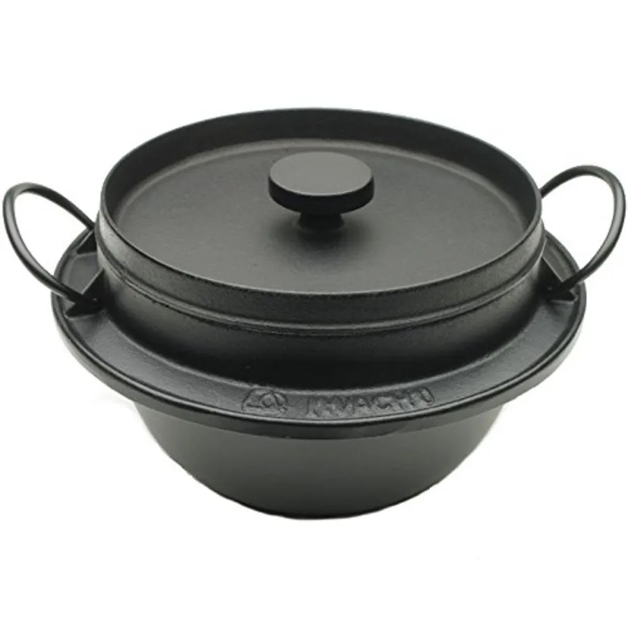 Olla Japonesa de Hierro Fundido para Arroz Gohan Nabe 410-720, Negra, para Cocina Tradicional, Material Duradero, Acabado Negro Elegante, Calor Uniforme