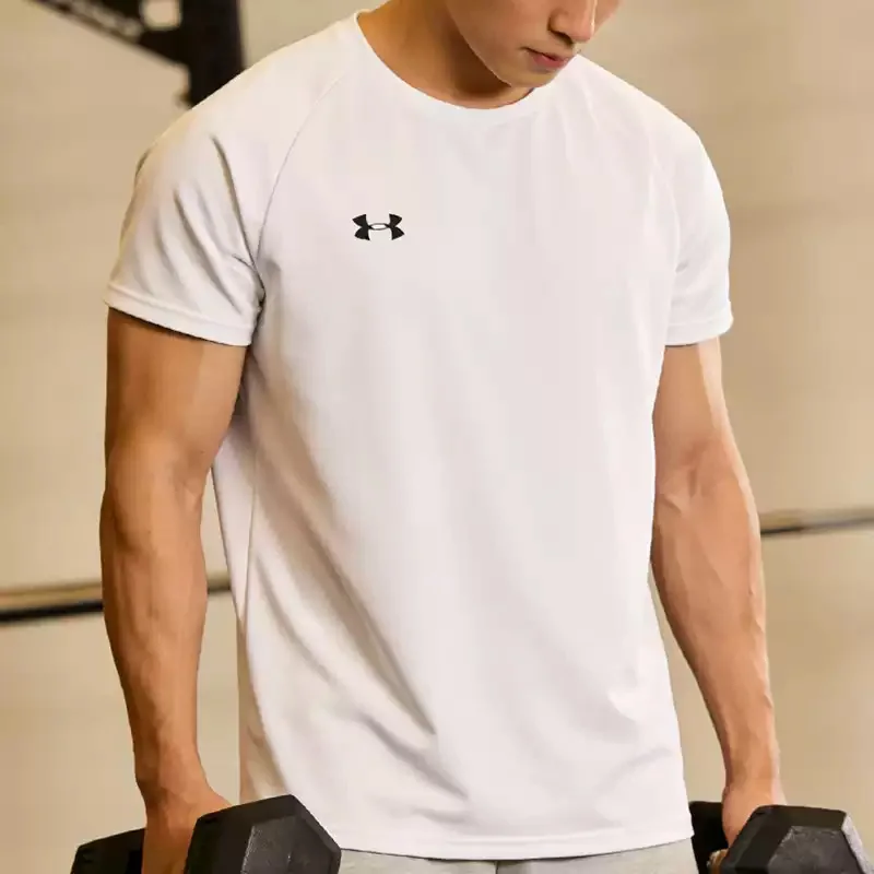 Under Armour Quick-Dry Shirt Short Sleeve Men's Summer Men's White Fitness Run Shirt 21500140-100