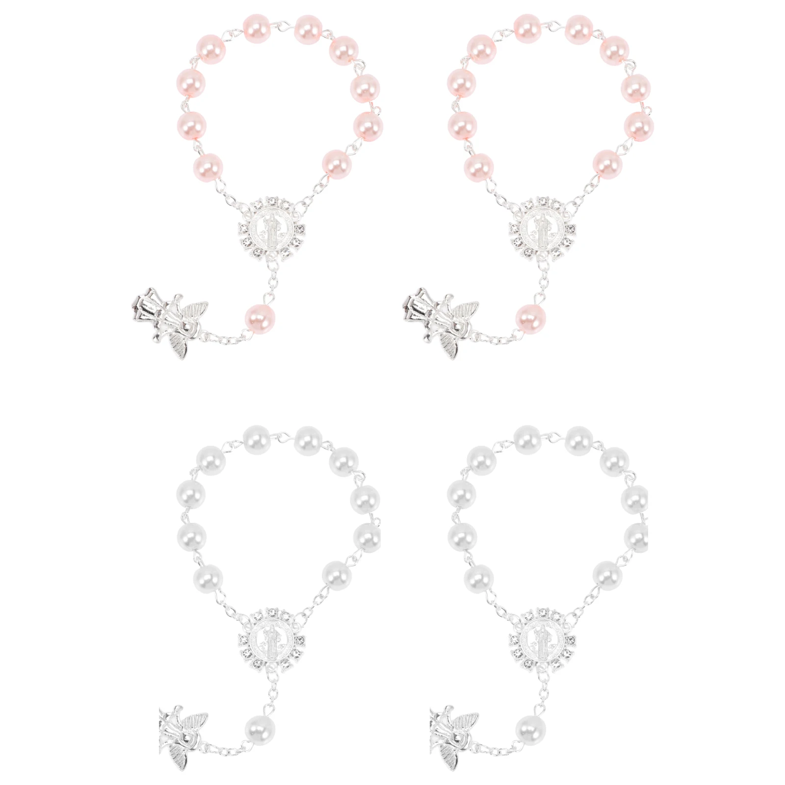 

4Pcs Baby Baptism Bracelets Angel Rosary Gifts Girl Shower Decoration High Strength Material Practical Craftsmanship