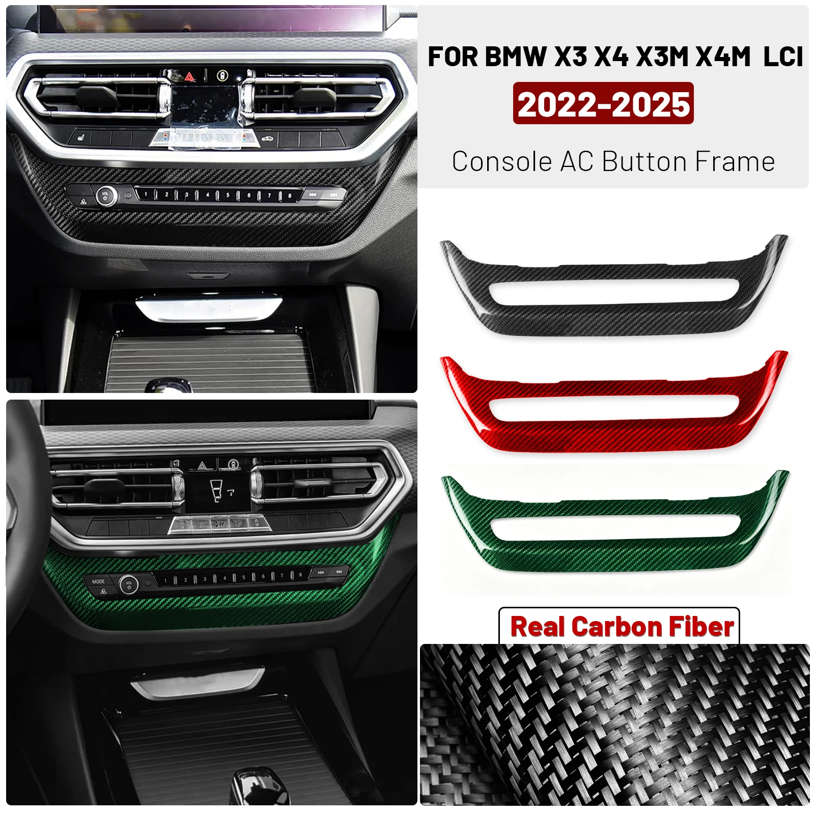 

For BMW X3 X4 x3M x4M G01 G02 F97 F98 LCL 2022 2023 2024 Wet Carbon Air Conditioning Knob and Multimedia Panel Car Accessories