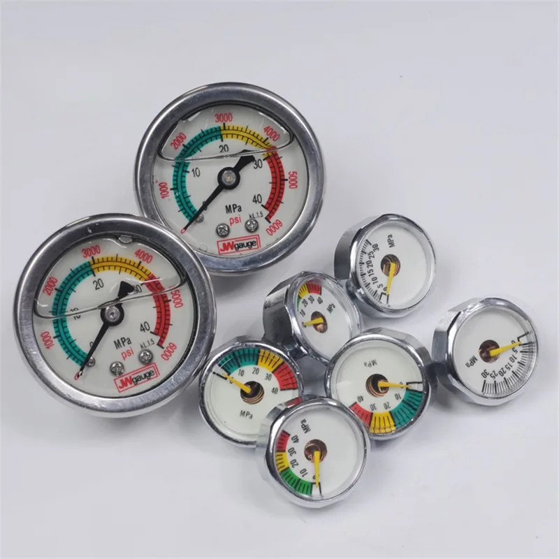 Small gauge high-pressure cylinder M10X1 luminous pressure gauge M8 * 1 high-pressure air pump 40MPA