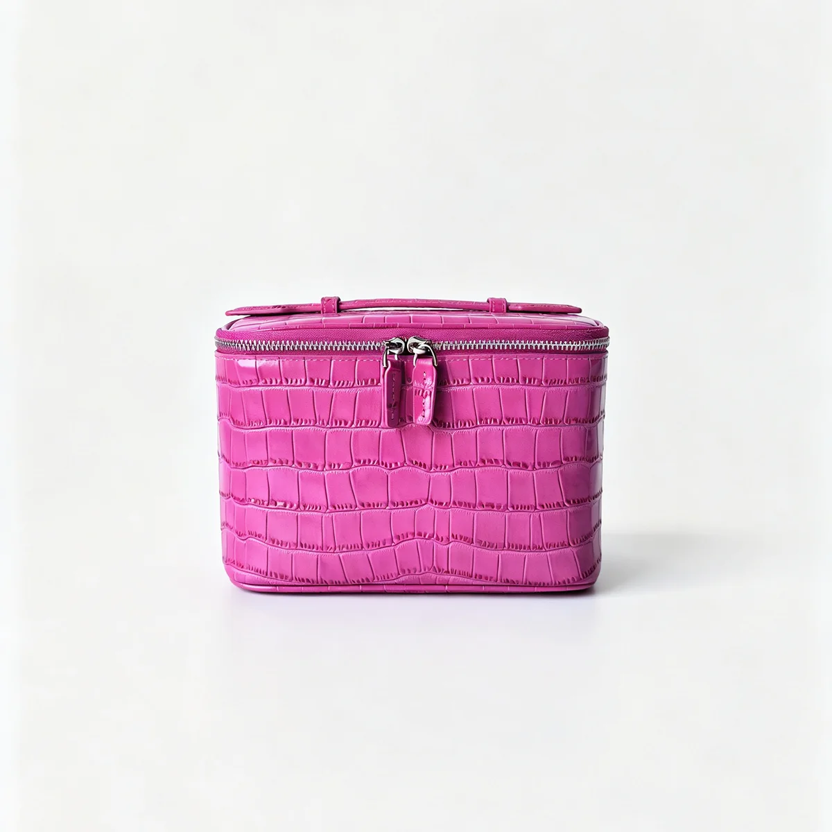 Neue Rosenrote Echte Krokodilleder-Textur Kosmetiktasche Große Kapazität Reise-Tragbare Handtasche Organizer Make-up-Tasche Etui – Detail 11