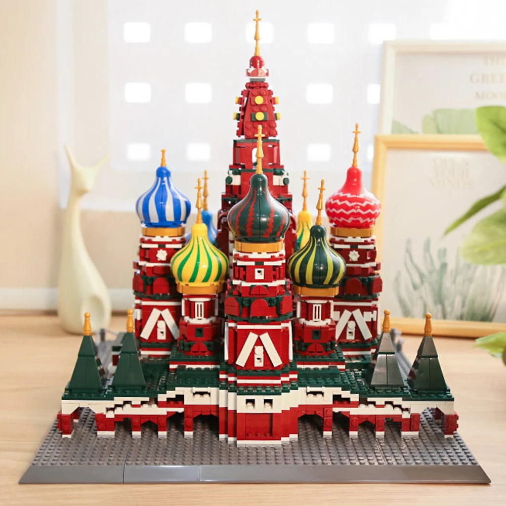 Rusland Beroemde Historische Architectuur Bouwsteen Moskou Sint Basils Kathedraal Model Baksteen Constructie Speelgoed Voor Geschenken