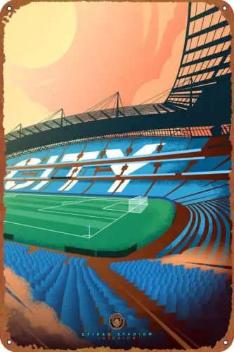Etihad Stadium Interior Metal Tin Sign Stadiums Vintage Poster Man Cave Decor