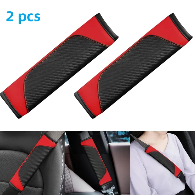 2Pcs PU Leather Safety Seat Belt Shoulder Cover Breathable Protection Padding Pad Interior Access Car Accessories Auto Interior