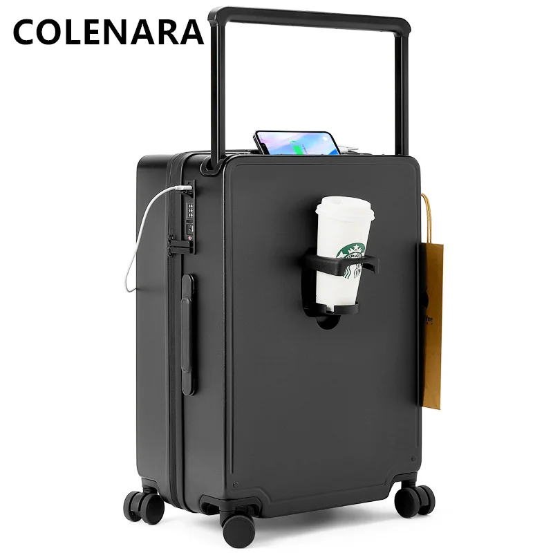 COLENARA-Mala De Rolamento Universal De Rodas, Bagagem De Alta Qualidade, Caixa De Embarque ABS e PC, Carrinho De Carregamento USB, 20 ", 24", 26"