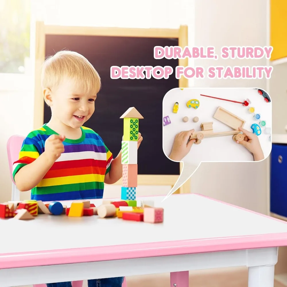 ชุดโต๊ะและเก้าอี้เด็กแบบปรับได้พร้อมที่นั่ง 6 ที่ โต๊ะศิลปะและงานฝีมือสำหรับเด็กอายุ 3-12 ปี ขาโต๊ะกันลื่น