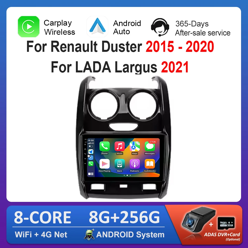 Bluetooth DSP Stereo Car Video Multimedia player for Renault Duster 2015 - 2020 For LADA Largus 2021 WiFi Android System 4G GPS