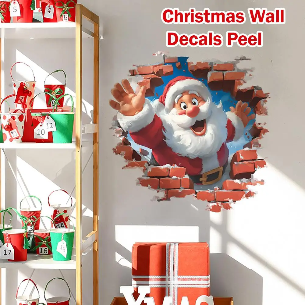 3D-Weihnachts-Wandaufkleber, Weihnachtsmann-Aufkleber, Weihnachtsmann-Wandaufkleber, Aufkleber für Toilette, Fenster, Zuhause, Urlaub, Party, Dekoration
