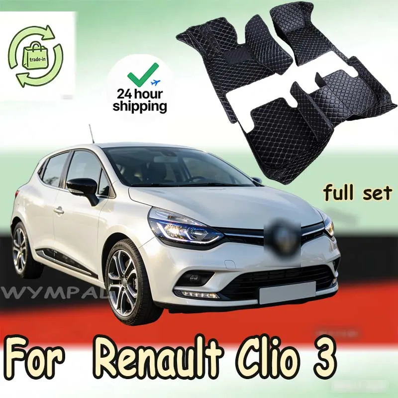 

Роскошные кожаные 3D-коврики для салона автомобиля, индивидуальные автомобильные коврики для Renault Clio 3 2014, 2015, 2016 годов выпуска, аксессуары